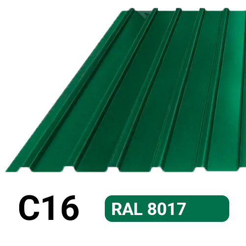 Профлист С16 Полиэстер KZ 0.17 мм RAL 6005