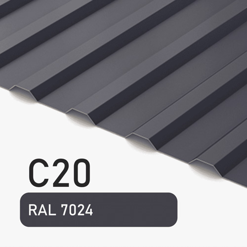 Профлист С20 Полиэстер KZ 0.4 мм RAL 7024